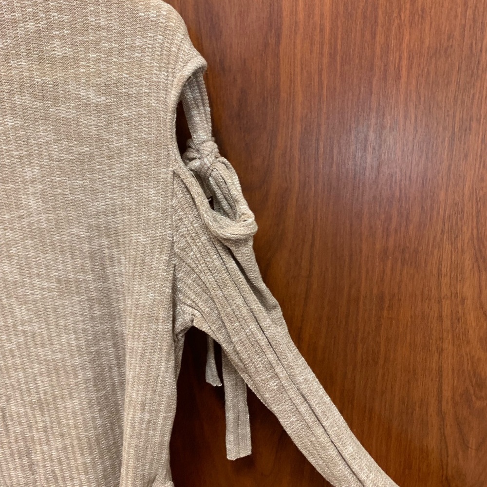 Slate Cold Shoulder Tie up Long Sleeve